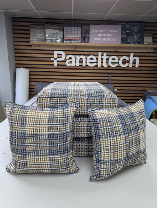 The new seat and scatter cushions in the workshop
