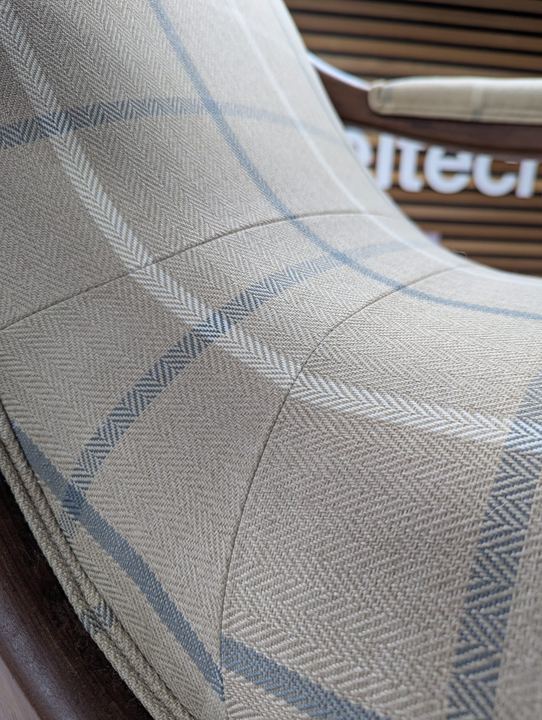 Close-up of the herringbone check fabric